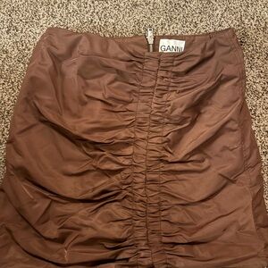 Ganni Brown Ruched Women's Skirt